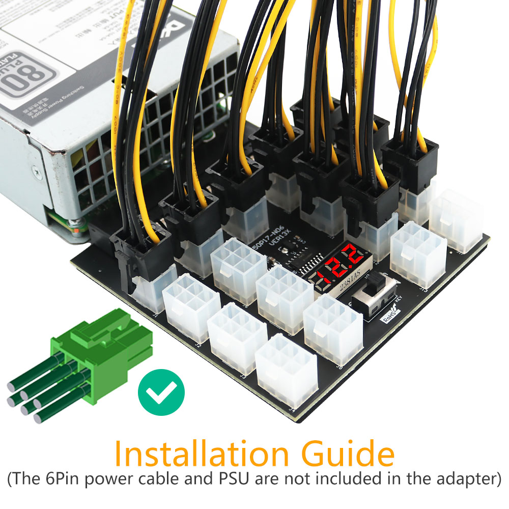 PCI-E 12 فولت 50Pin إلى ATX 17 - مراجعة 2400W Server Psu Breakout Board وسعره