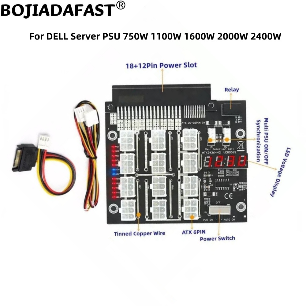 12 منفذ PCIe 6Pin موصل لوحة ال - مراجعة 2400W Server Psu Breakout Board وسعره