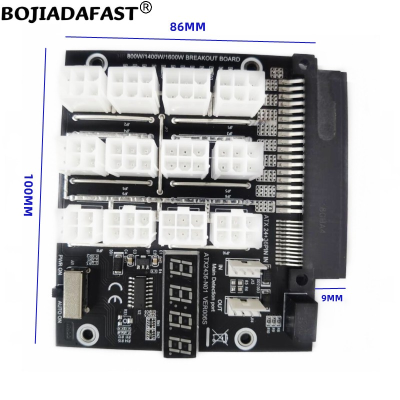 12 منفذ PCIe 6Pin موصل لوحة ال - مراجعة 2400W Server Psu Breakout Board وسعره