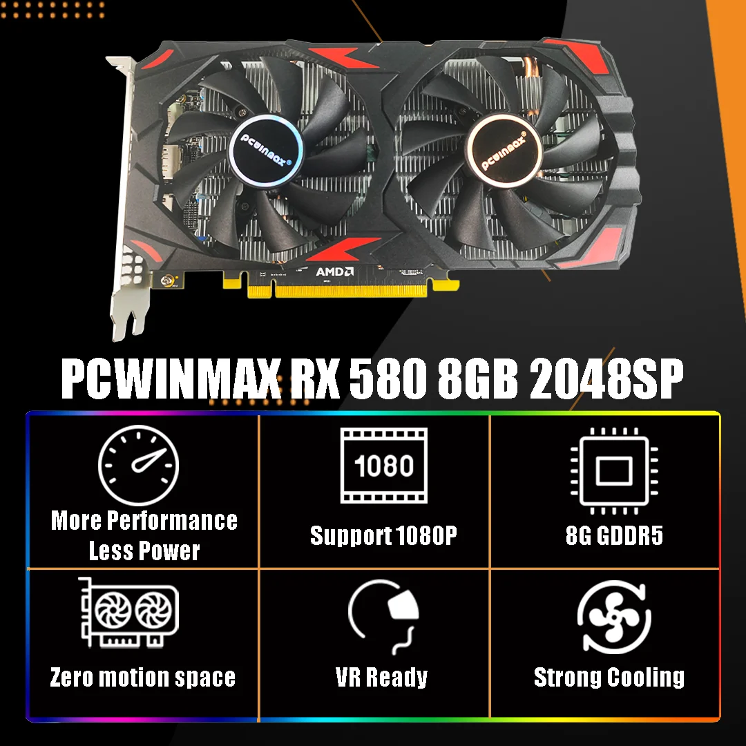 PCWINMAX جديد Radeon RX580 8GB - مراجعة Rx 580 8Gb 2048Sp Gpu وسعره